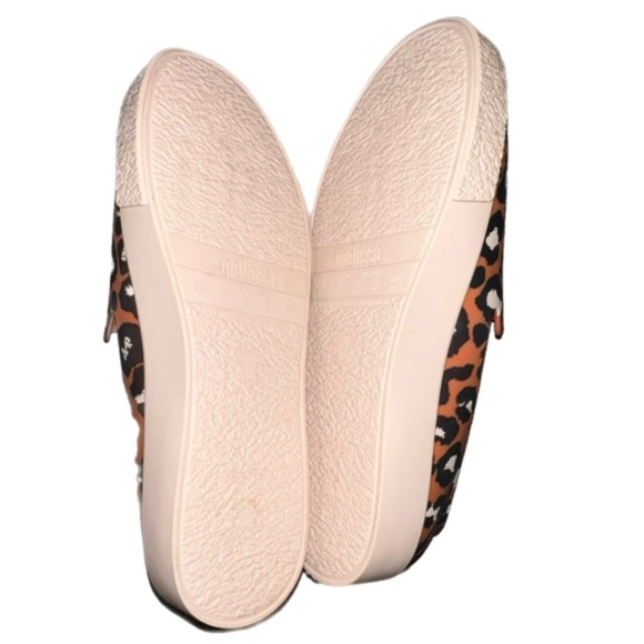 Melissa Cheetah print Slip on Mel Sneakers IN BEIGE/ ORANGE size 8 - Picture 5 of 6
